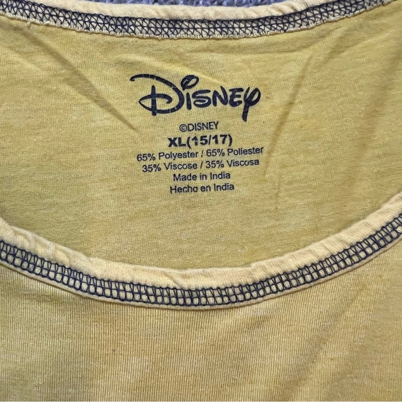 Disney Top Womens Yellow Stitch Ohana Means Family Graphic Tie Front Tank - Picture 2 of 2